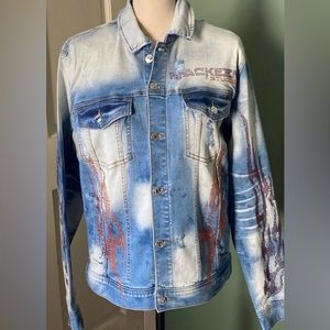 New Unisex Sz L distressed embellished tie dyed rare denim casual party …